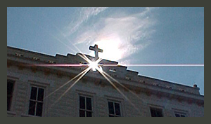 Cross on abbey in 2006